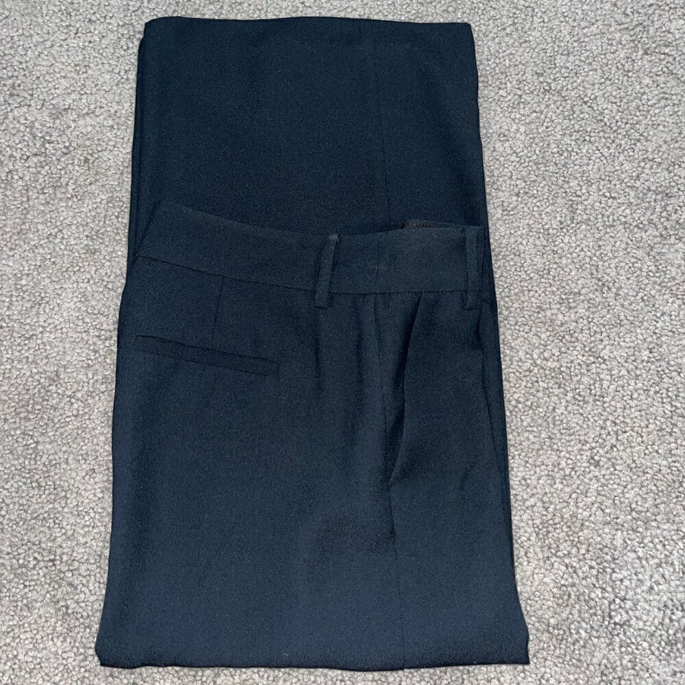 MADEWELL Black Crepe Wide Leg Cropped Zip Fly Belt Loop Dress Trousers EUC - 0 - Picture 10 of 11